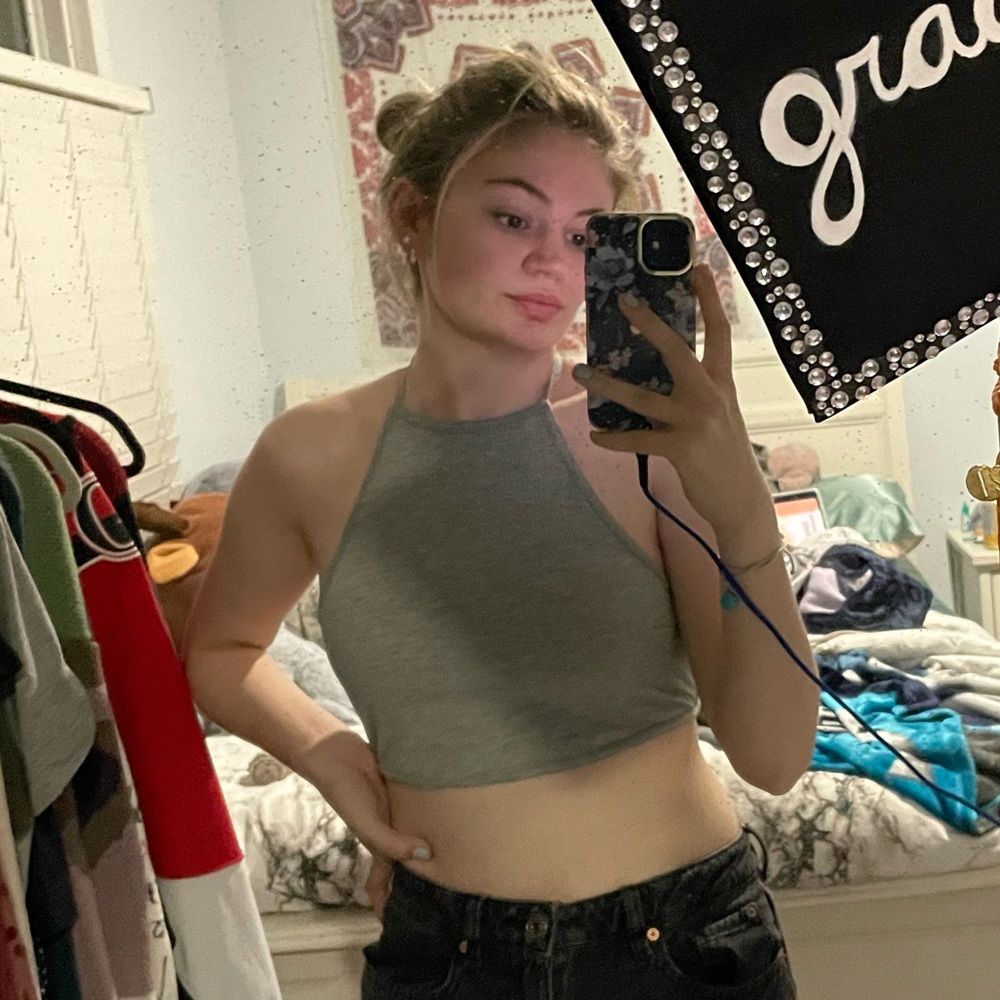 Grey backless top